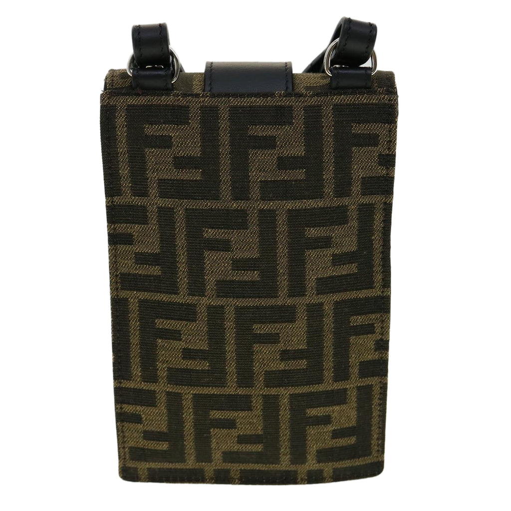 FENDI Zucca Canvas Shoulder Bag Brown Black 31851A