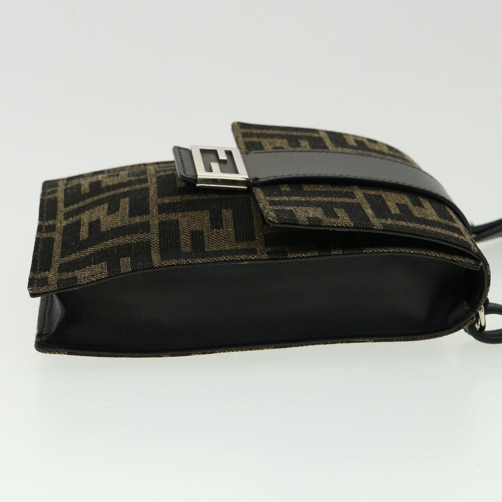 FENDI Zucca Canvas Shoulder Bag Brown Black 31851A