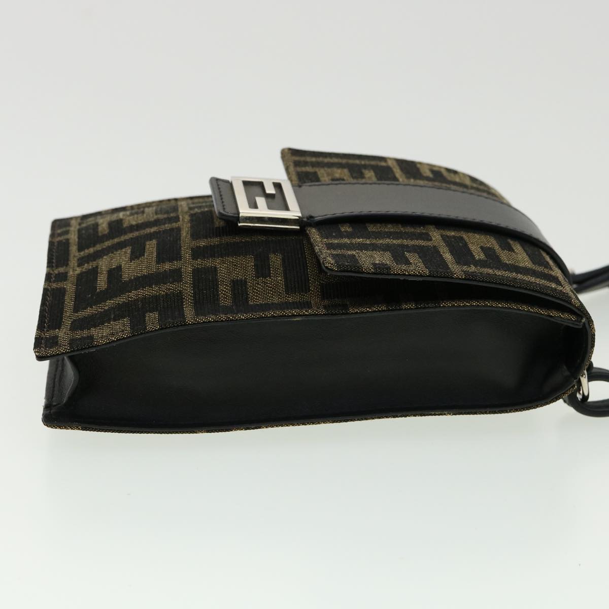 FENDI Zucca Canvas Shoulder Bag Brown Black 31851A