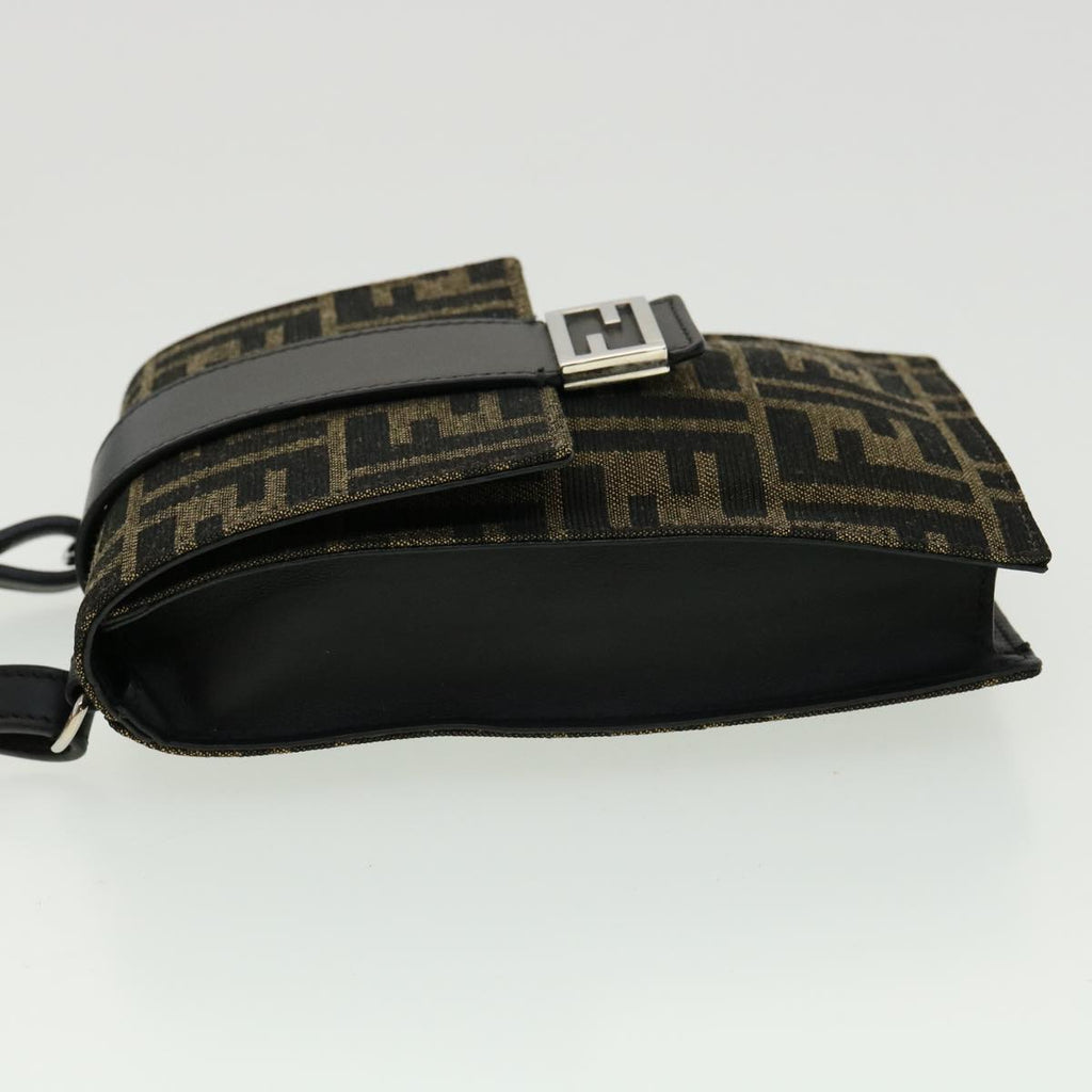 FENDI Zucca Canvas Shoulder Bag Brown Black 31851A