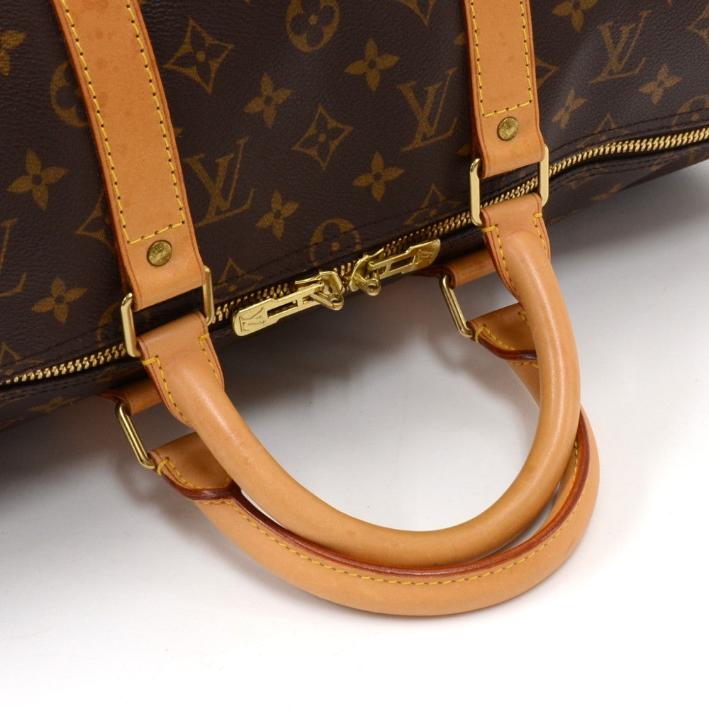 Louis Vuitto Keepall 50 Bandouliere Monogram Canvas Travel Bag with Strap