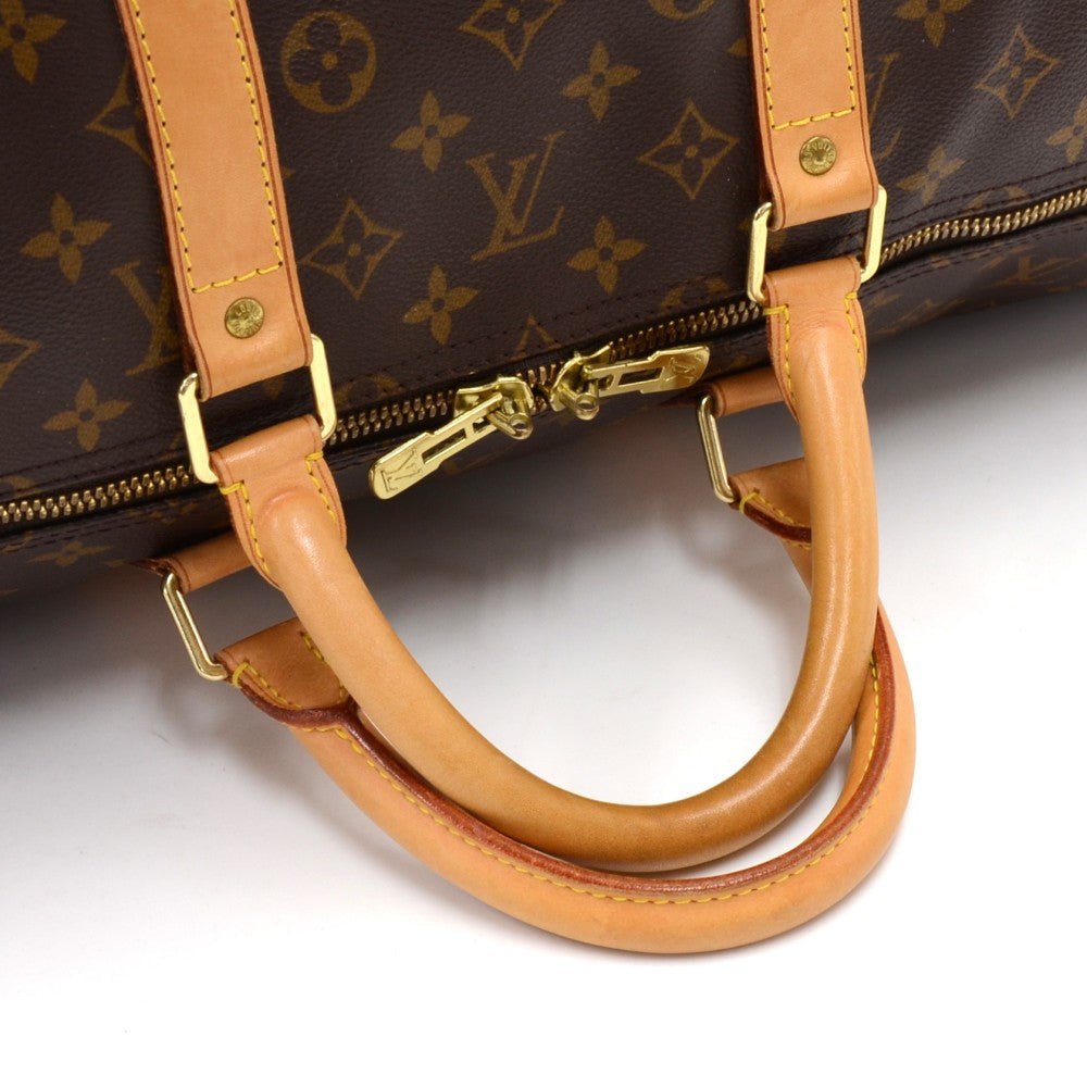 Louis Vuitto Keepall 55 Bandouliere Monogram Canvas Travel Bag with Strap