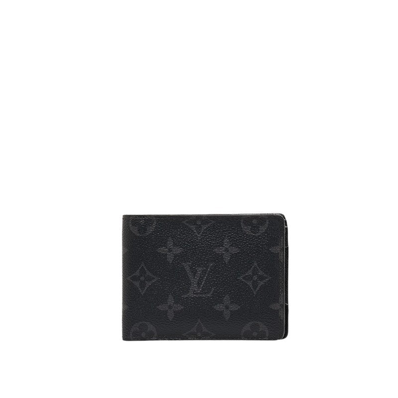 Louis Vuitton Monogram Portefolio Multiple Double Fold Wallet M61695 Black PVC Men LOUIS VUITTON