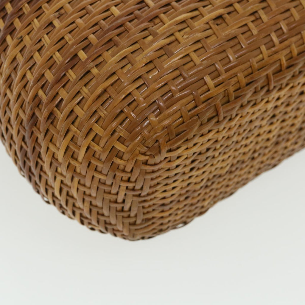 CHANEL Basket Chain Shoulder Bag Leather rattan Brown CC 31896A