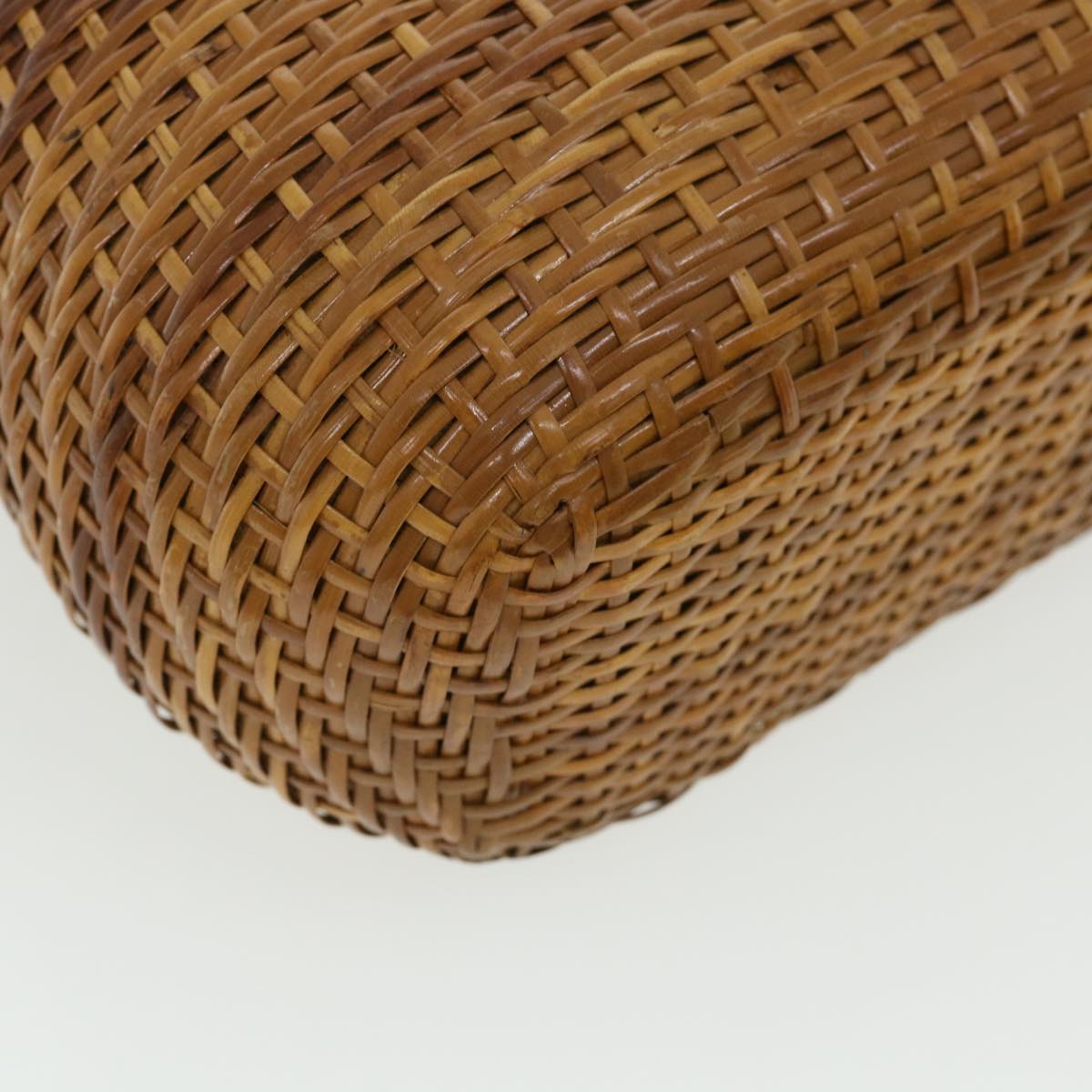 CHANEL Basket Chain Shoulder Bag Leather rattan Brown CC 31896A
