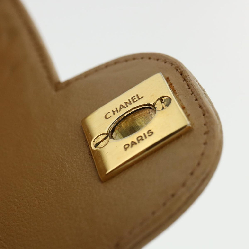 CHANEL Basket Chain Shoulder Bag Leather rattan Brown CC 31896A