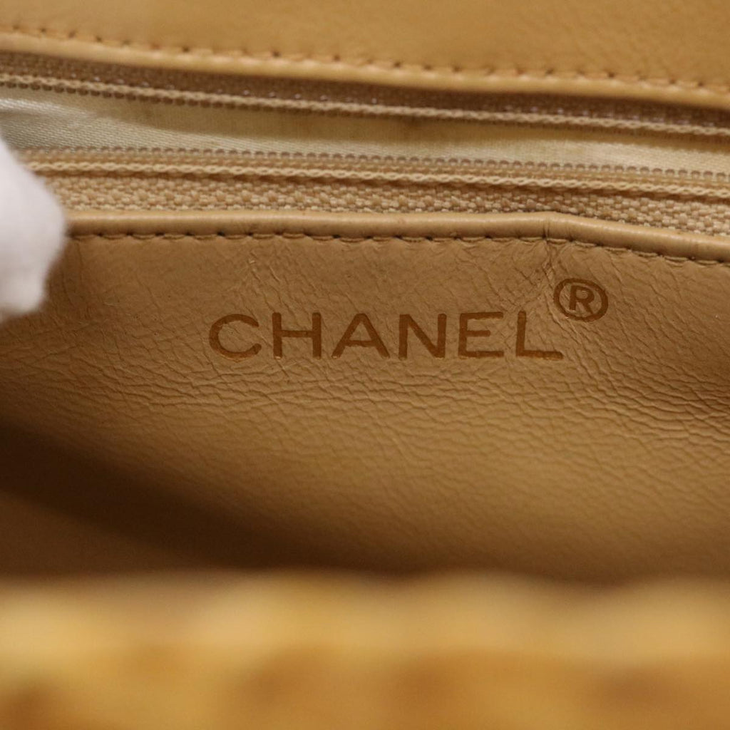 CHANEL Basket Chain Shoulder Bag Leather rattan Brown CC 31896A