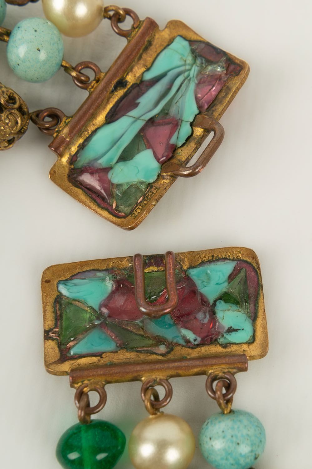 Collier ancien en pÃƒÆ’Ã‚Â¢te de verre.