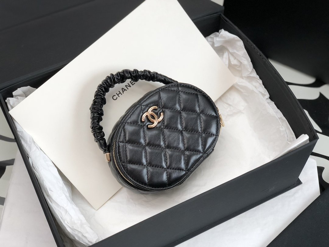 CHLVanity Case Shiny Gold Black Bag For Women 9.5cm/3.7in