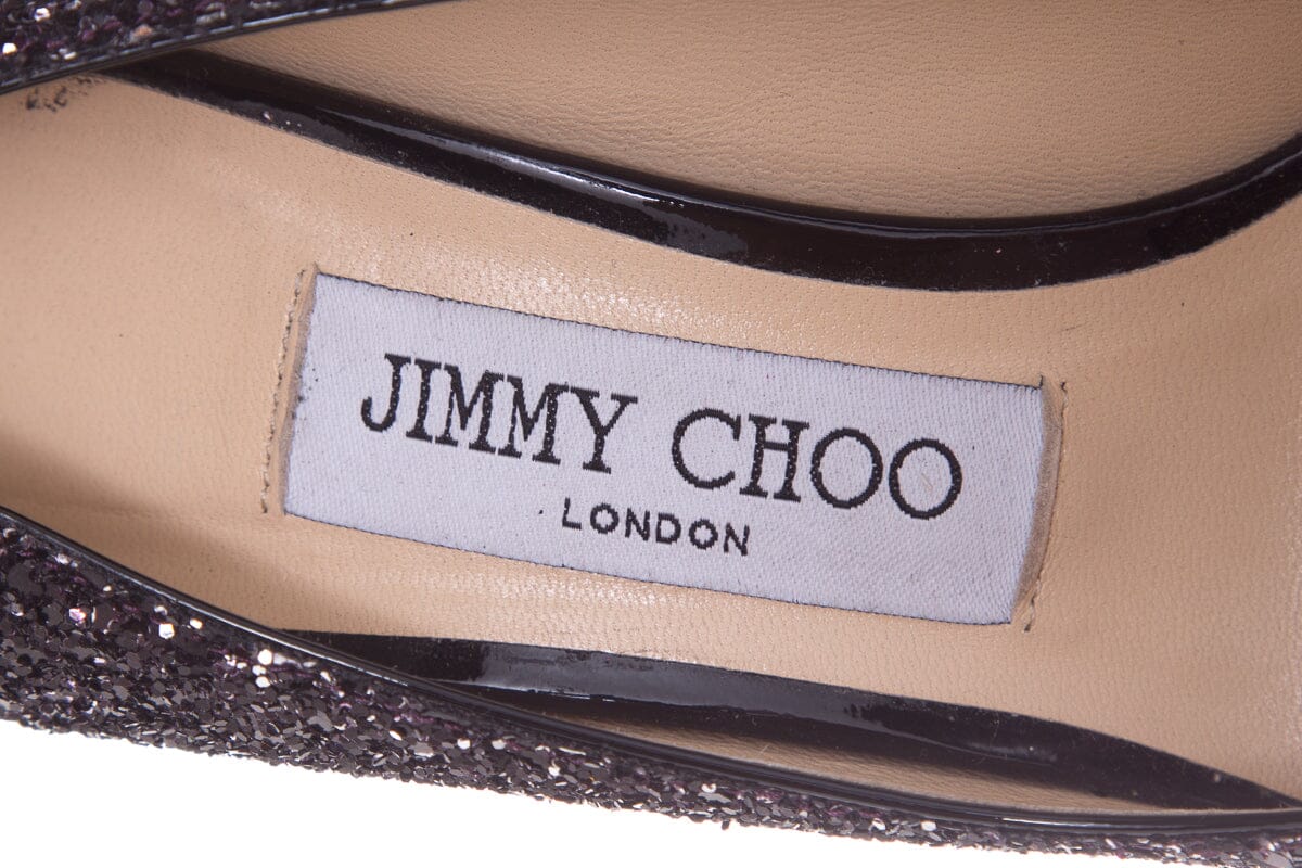 Jimmy Choo Romy Black & Pink Glitter Heels SZ 35