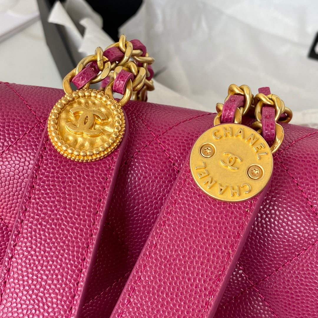 CHLSmall Flap Bag Gold Hardware Plum For Women, Women’s Handbags, Shoulder Bags 7.5in/19cm AP2840