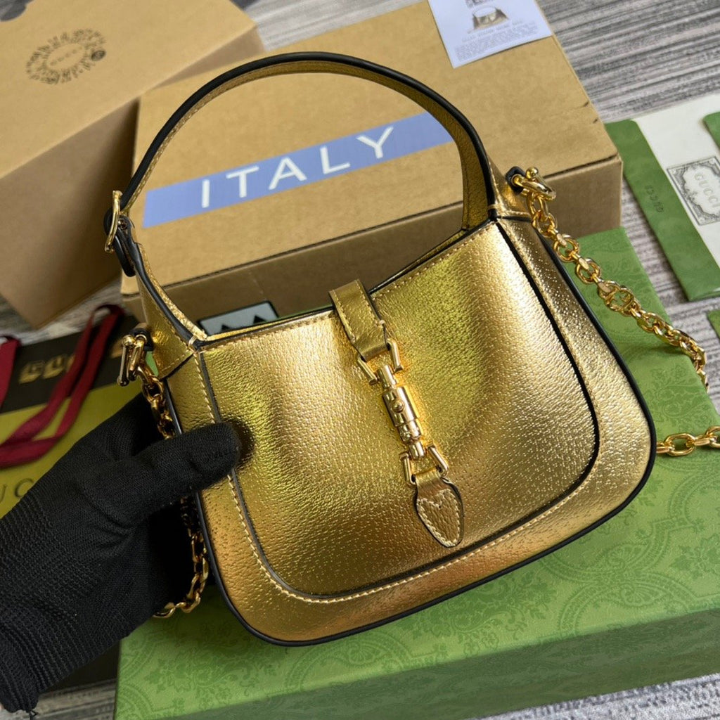 gg Jackie 1961 Lizard Mini Bag Gold For Women, Women’s Bags 7.5in/19cm gg ‎