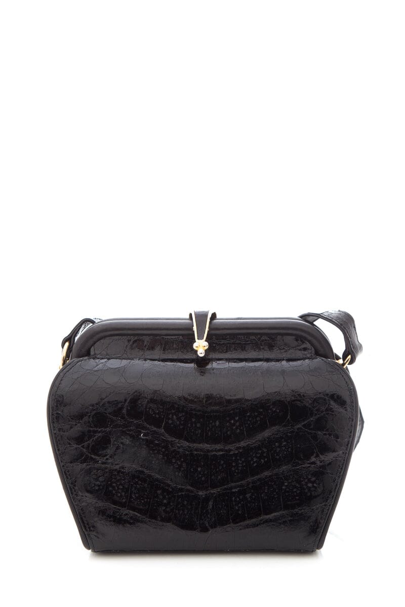 Neiman Marcus Black Croc Crossbod