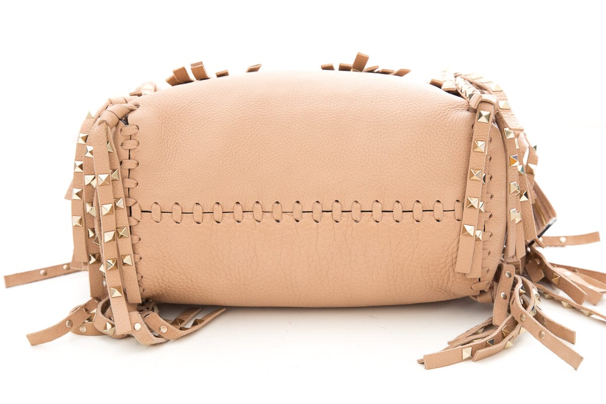 Valentino Garavani C ROCKEE Blush Fringe Rockstud Tote