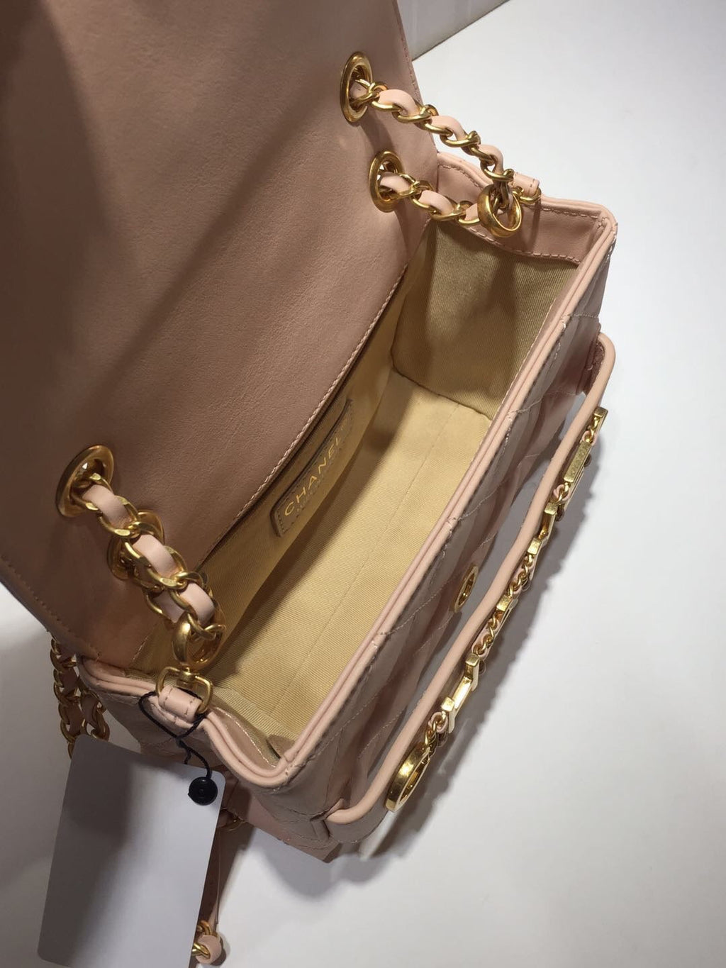 CHLFront Logo Small Flap Bag Gold Hardware Creme For Women, Women’s Handbags, Shoulder Bags 8.2in/21cm AS1490