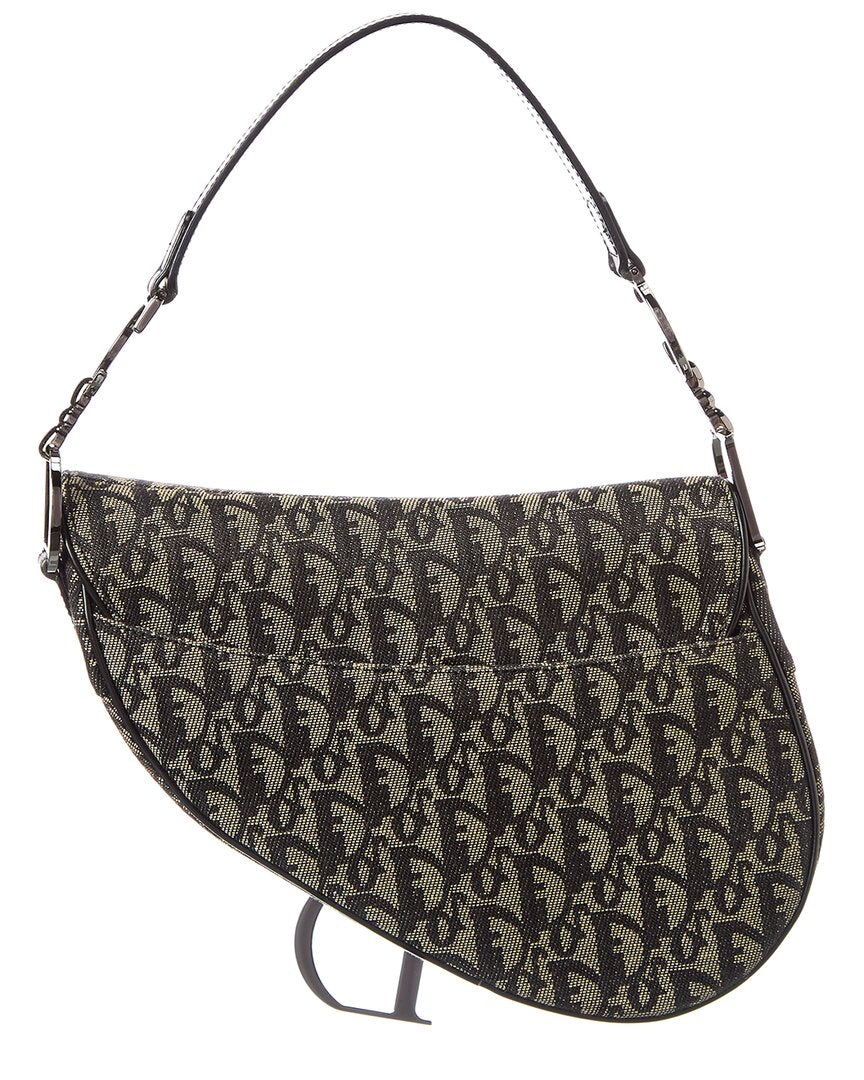 Dior Beige Canvas Oblique Saddle Bag ( )