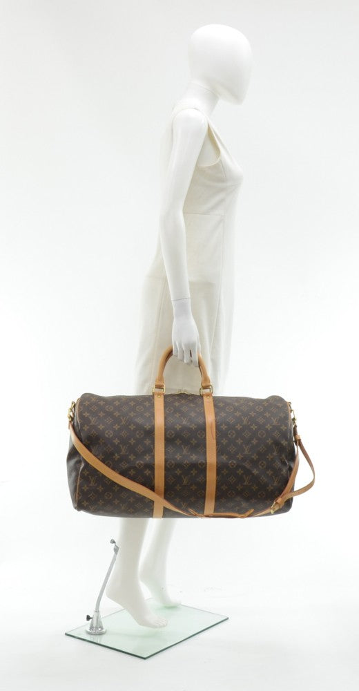 Louis Vuitto Keepall 55 Bandouliere Monogram Canvas Travel Bag with Strap