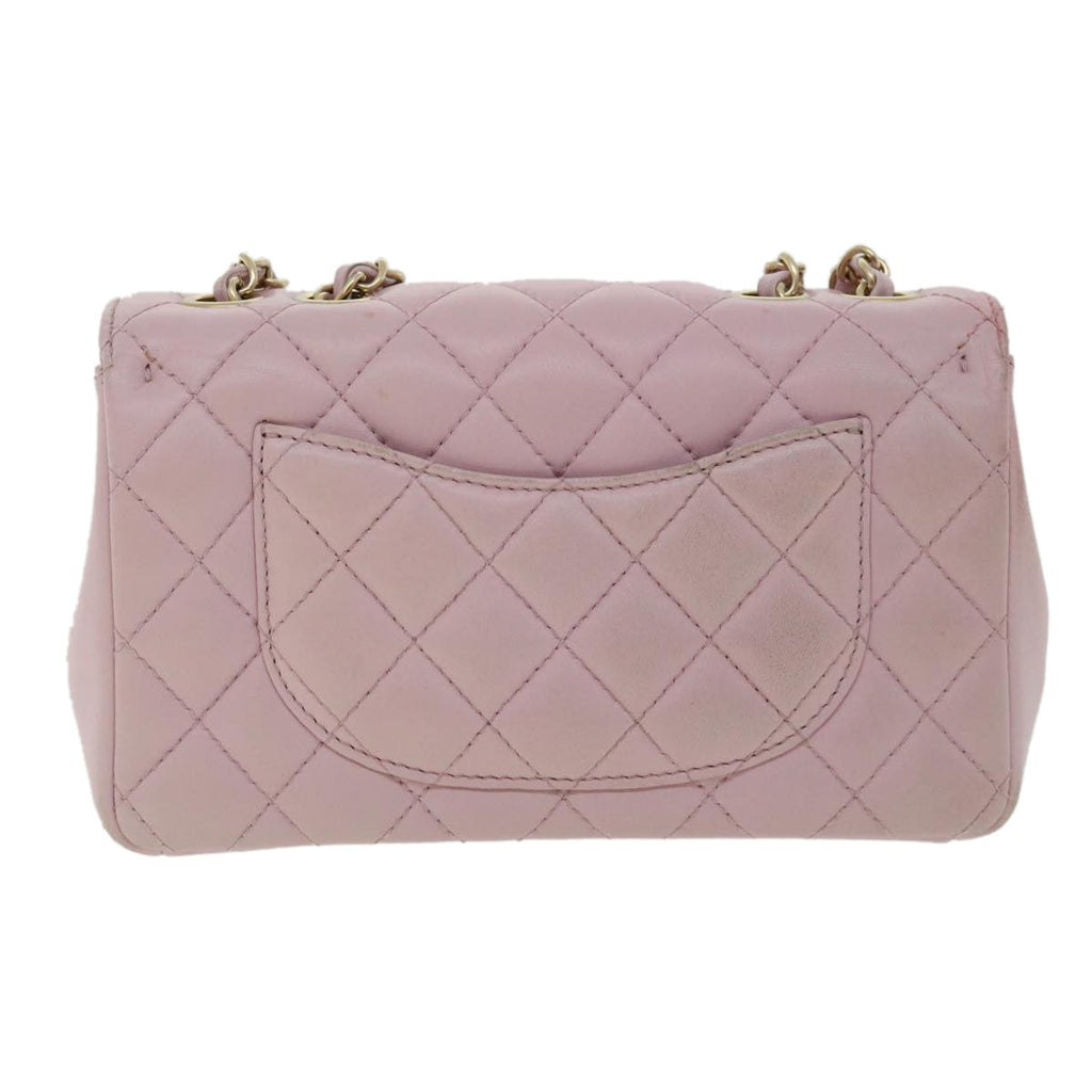 CHANEL Matelasse Turn Lock Chain Shoulder Bag Lamb Skin Pink CC 32151A