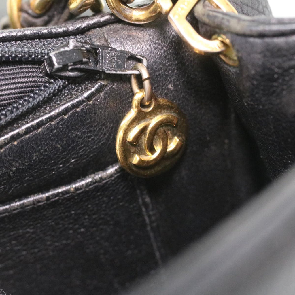 CHANEL Big Matelasse Turn Lock Shoulder Bag Caviar Skin Black CC 32155A