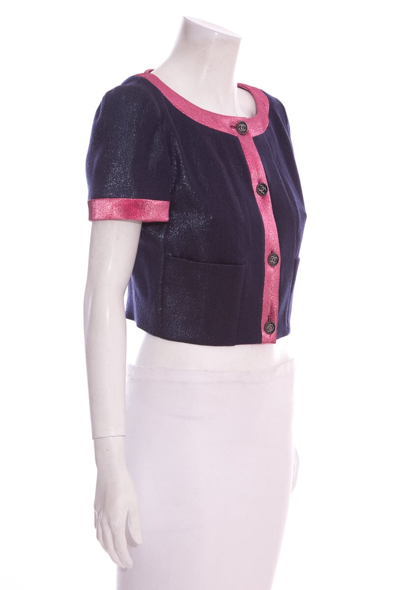Chanel ICON 2022 Blue & Pink Short Sleeve Jacket SZ 38 NWT