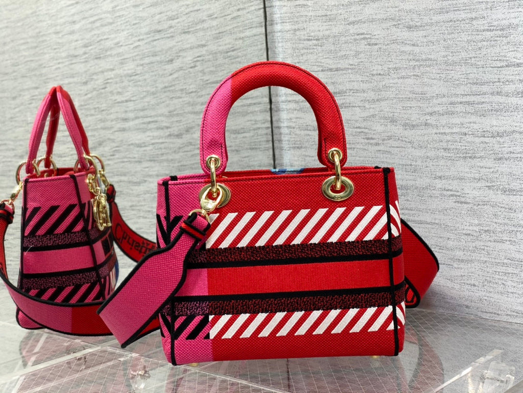 GLAMI MeGLAMIum Lady D-Lite Bag D-GlamIower Pop Embroidery, Bright Pink Multicolor Handbags, 24cm CD M0565OROO_M885