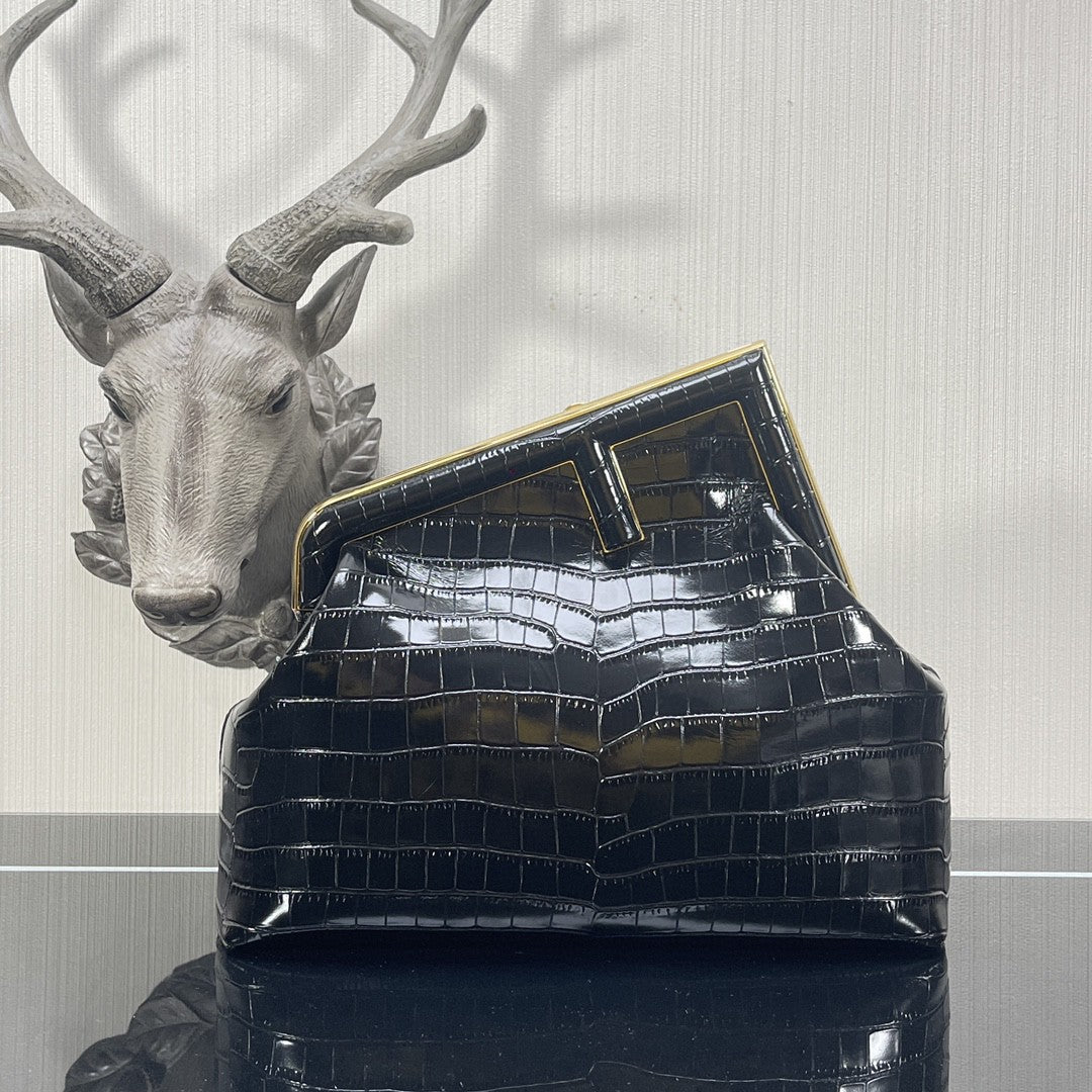 FI First MeGLAMIum Black CrocoGLAMIle Bag For Woman 32.5cm/13in