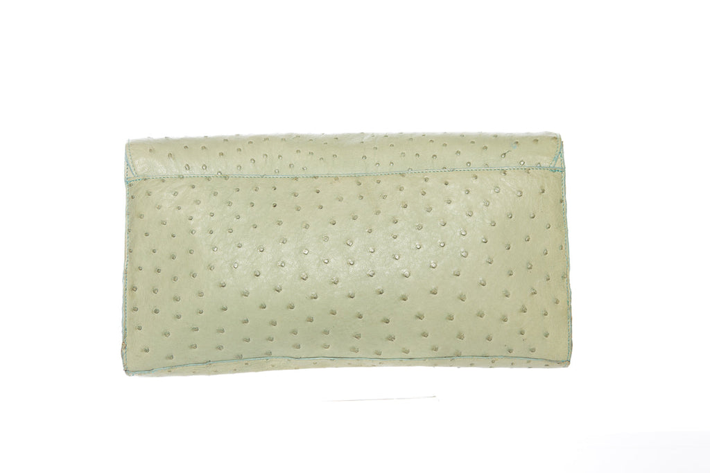 Nancy Gonzalez Sage Green Ostrich Rectangle Cross-Body