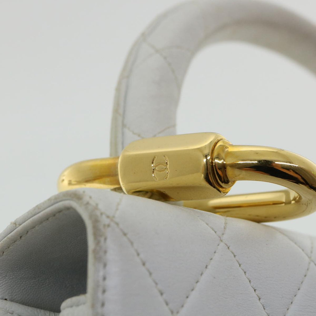 CHANEL Matelasse Pair Shoulder Bag Lamb Skin White CC 32416A