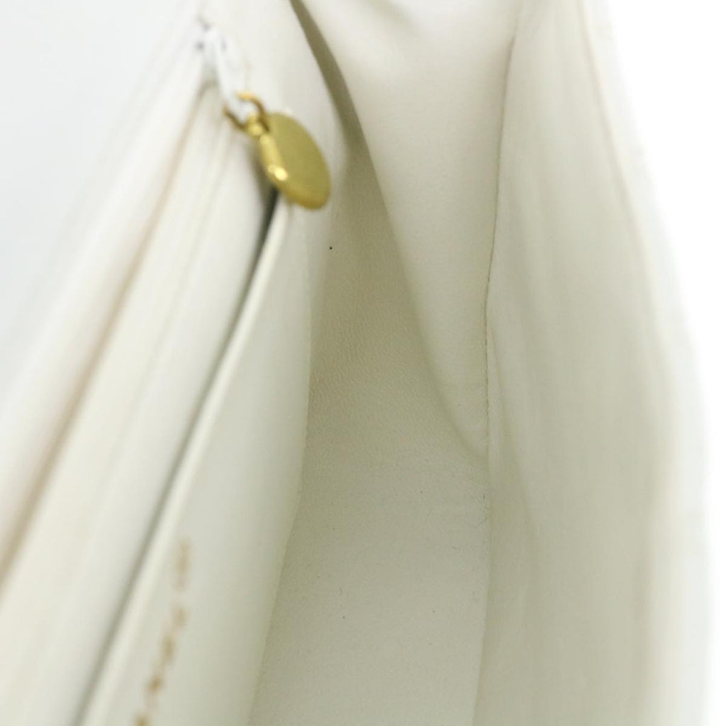 CHANEL Matelasse Pair Shoulder Bag Lamb Skin White CC 32416A