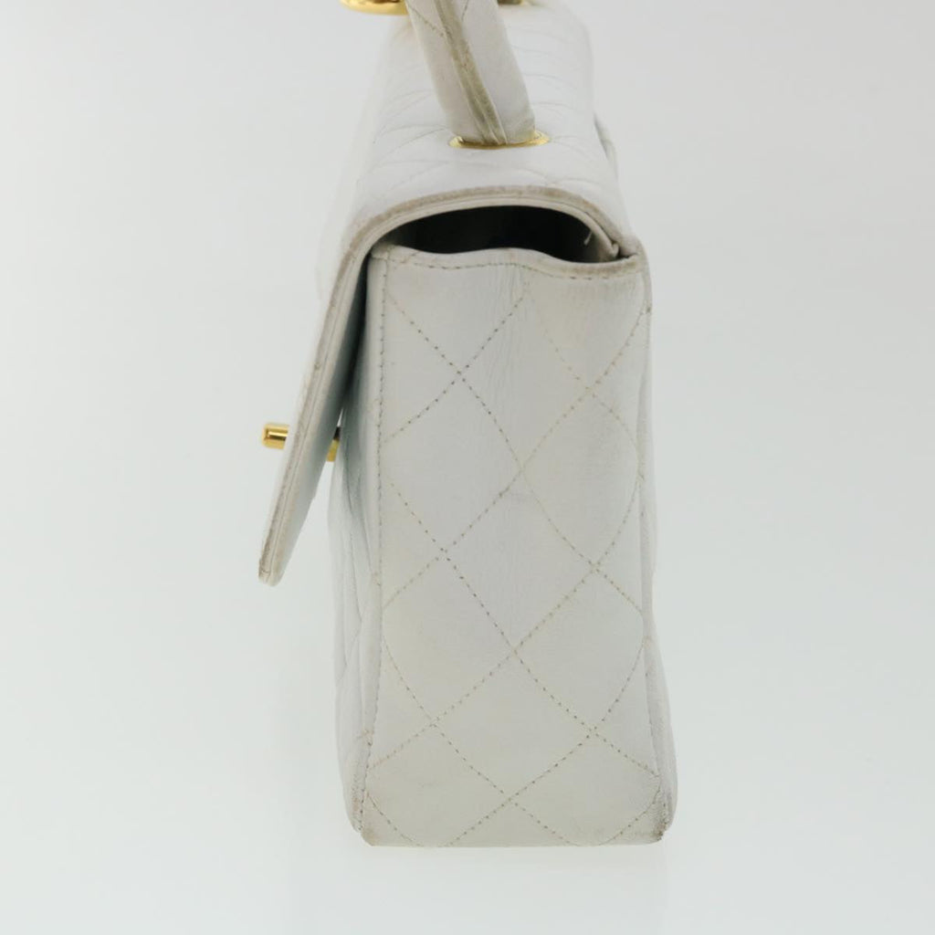CHANEL Matelasse Pair Shoulder Bag Lamb Skin White CC 32416A
