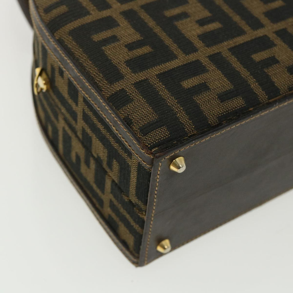FENDI Zucca Canvas Hand Bag 2way Brown Black 32444A