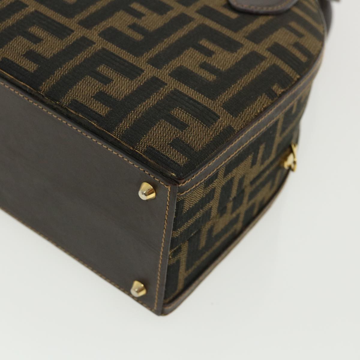 FENDI Zucca Canvas Hand Bag 2way Brown Black 32444A