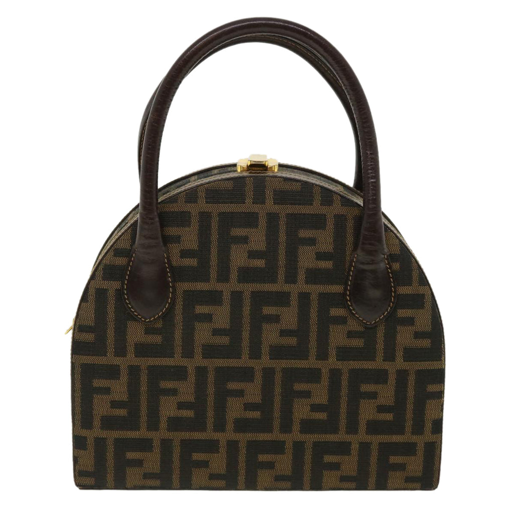 FENDI Zucca Canvas Hand Bag 2way Brown Black 32444A