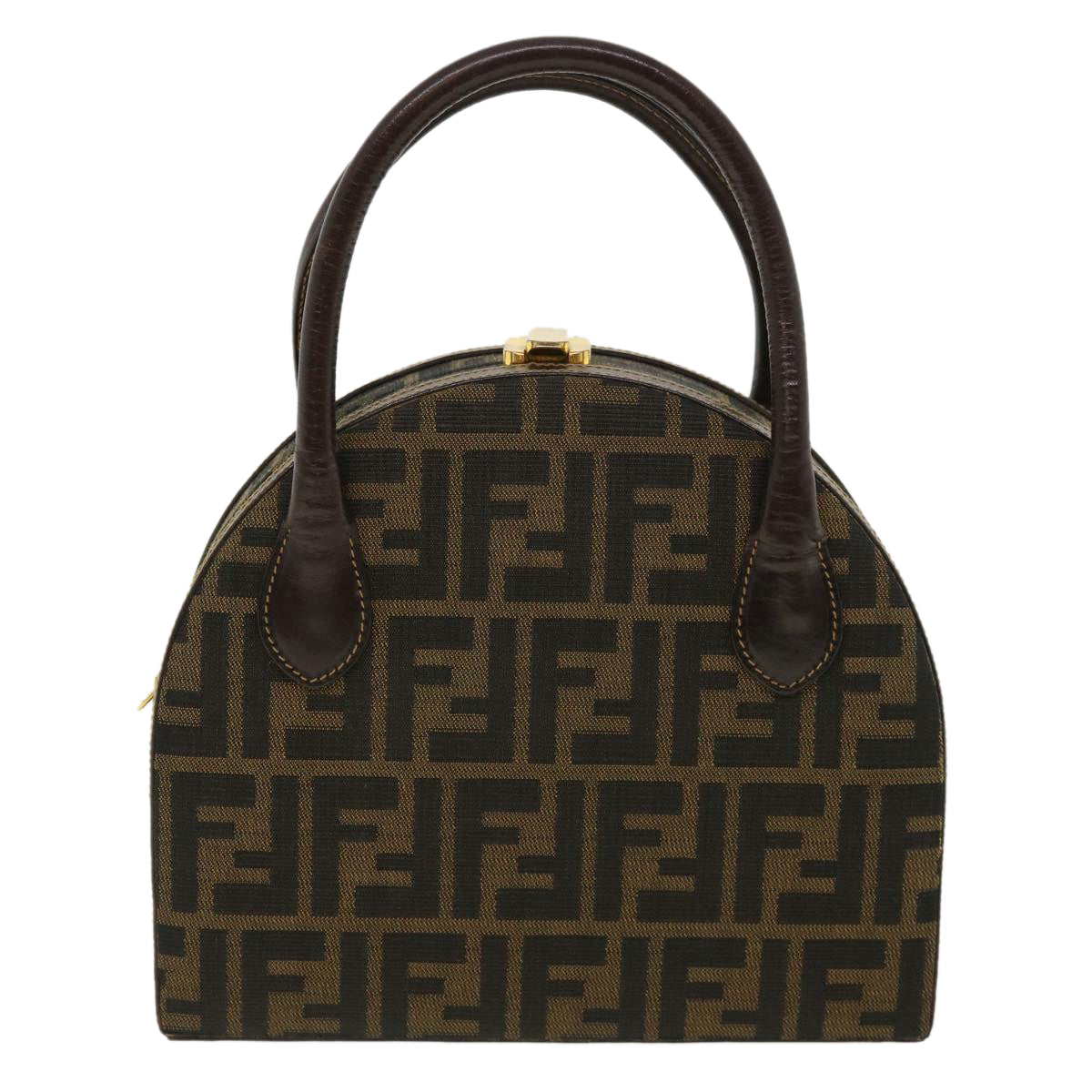 FENDI Zucca Canvas Hand Bag 2way Brown Black 32444A