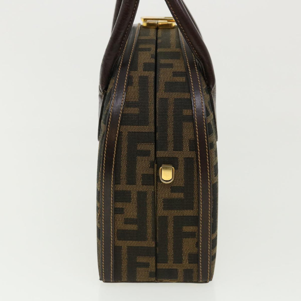 FENDI Zucca Canvas Hand Bag 2way Brown Black 32444A