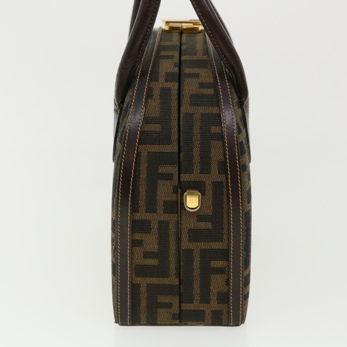 FENDI Zucca Canvas Hand Bag 2way Brown Black 32444A