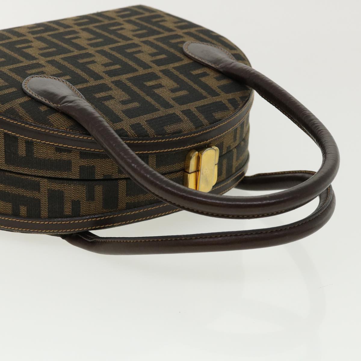 FENDI Zucca Canvas Hand Bag 2way Brown Black 32444A