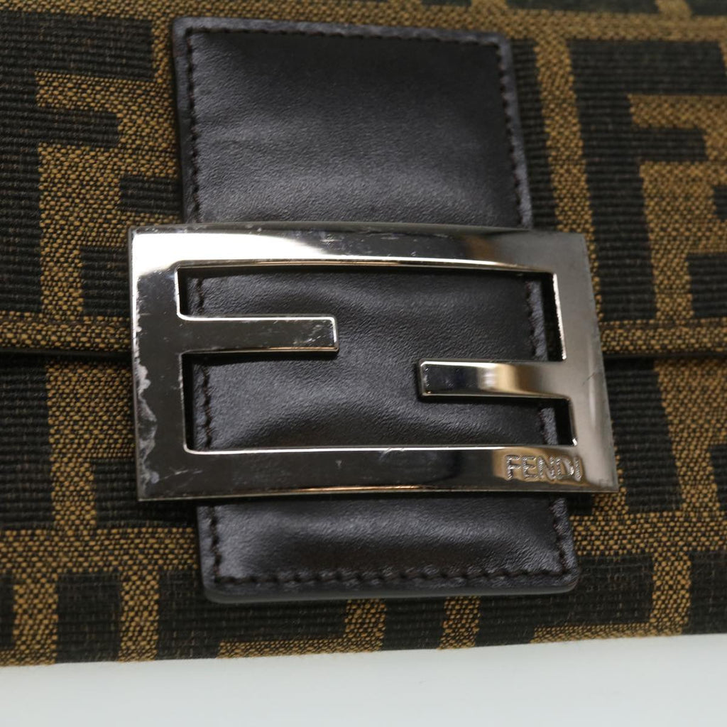 FENDI Zucca Canvas Long Wallet Brown Black 32462