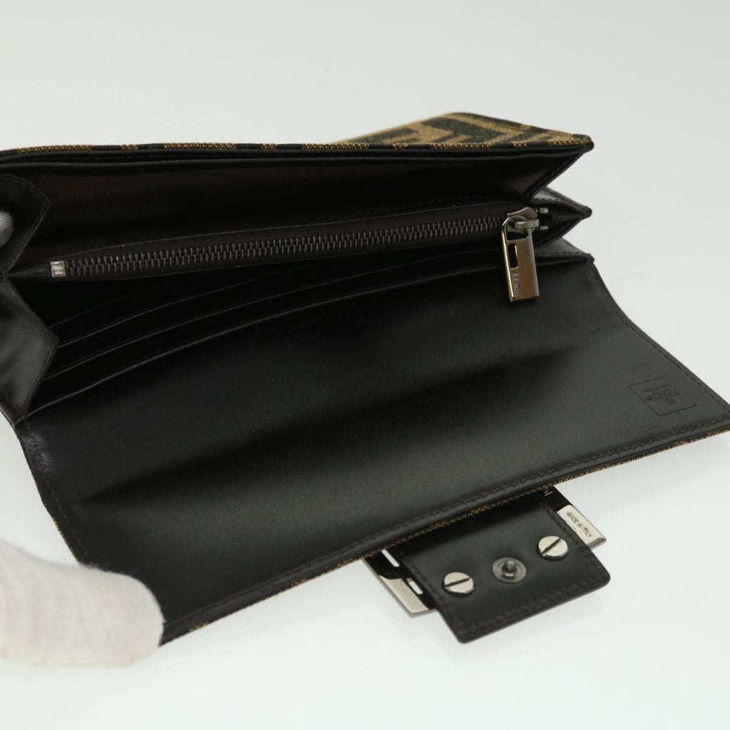 FENDI Zucca Canvas Long Wallet Brown Black 32462