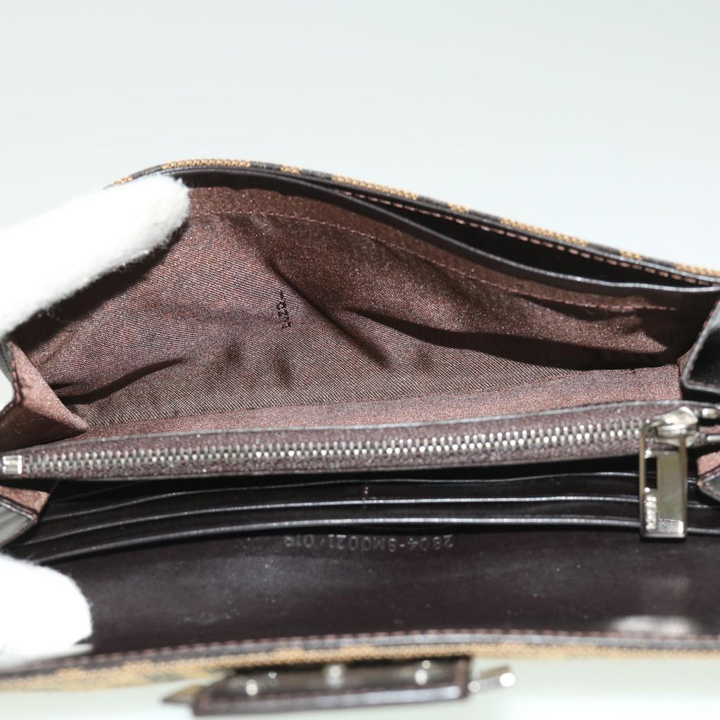 FENDI Zucca Canvas Long Wallet Brown Black 32462