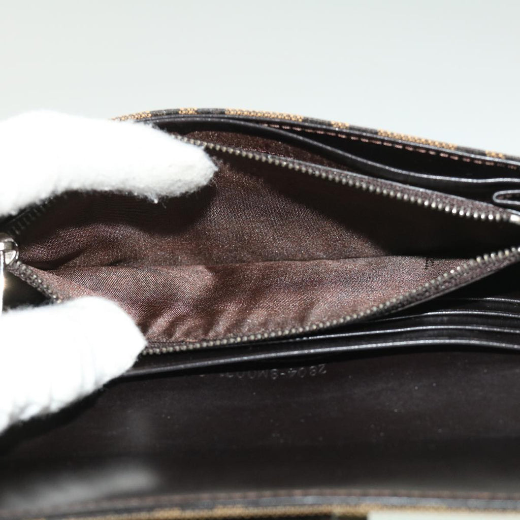 FENDI Zucca Canvas Long Wallet Brown Black 32462