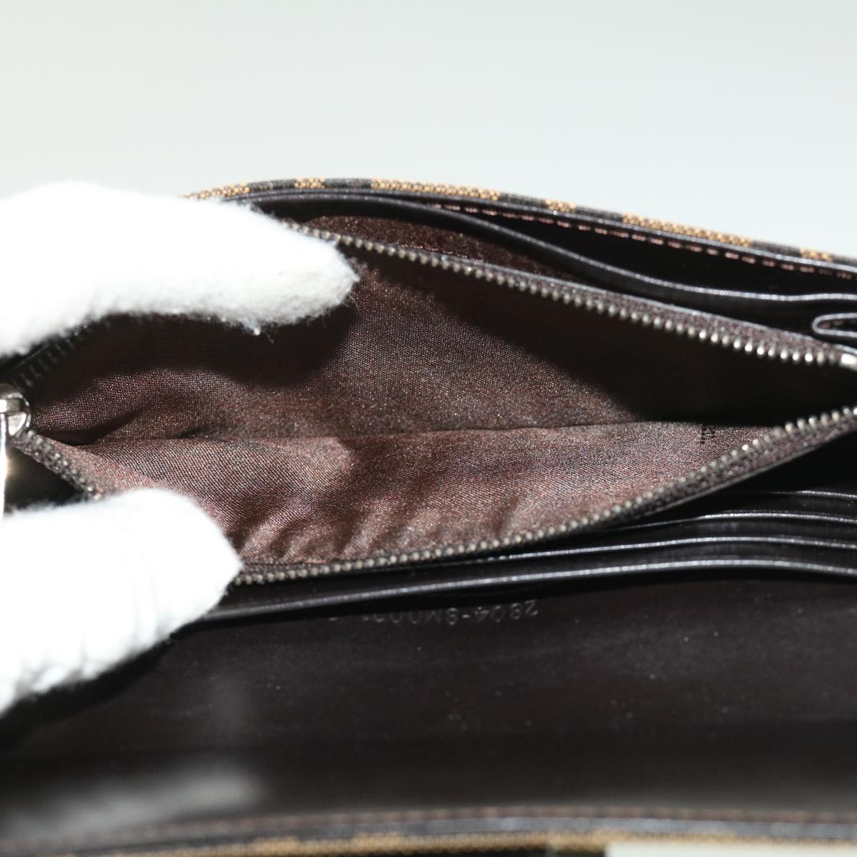 FENDI Zucca Canvas Long Wallet Brown Black 32462