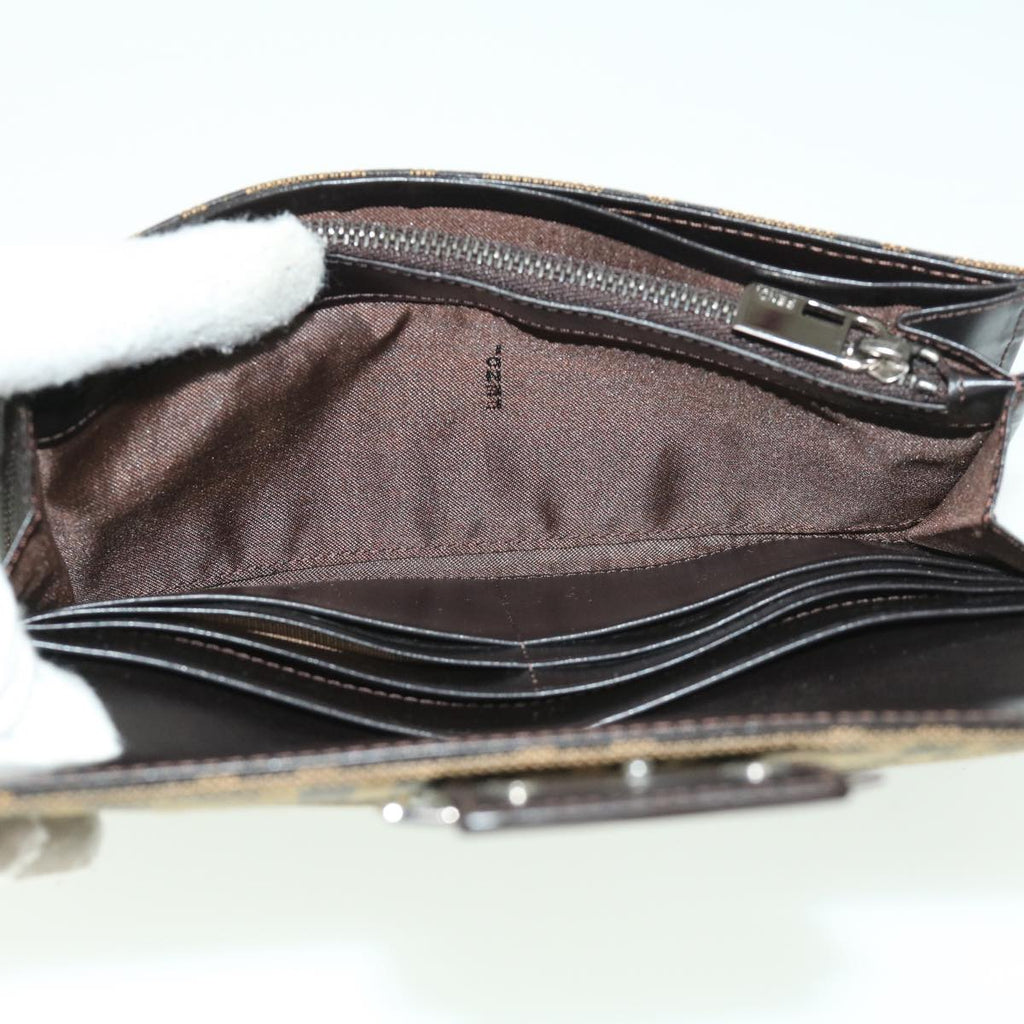 FENDI Zucca Canvas Long Wallet Brown Black 32462
