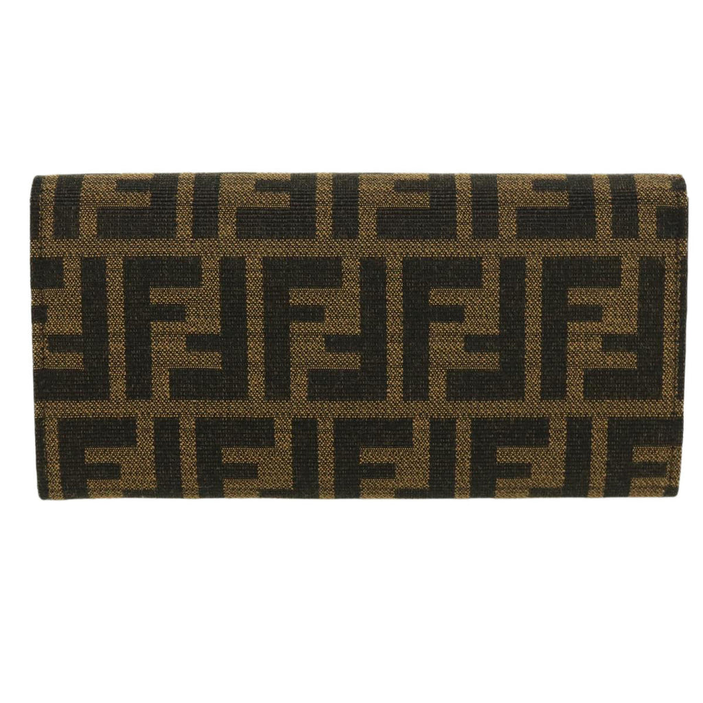FENDI Zucca Canvas Long Wallet Brown Black 32462