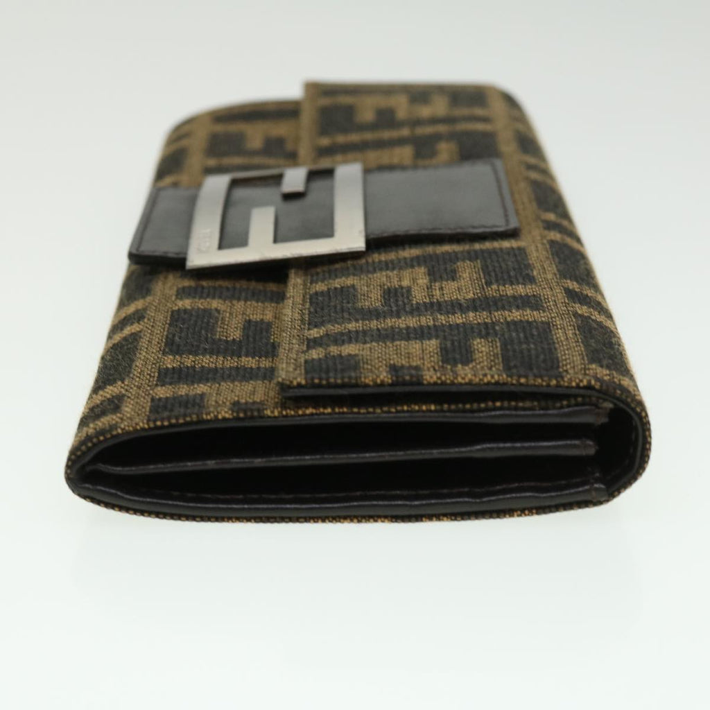 FENDI Zucca Canvas Long Wallet Brown Black 32462