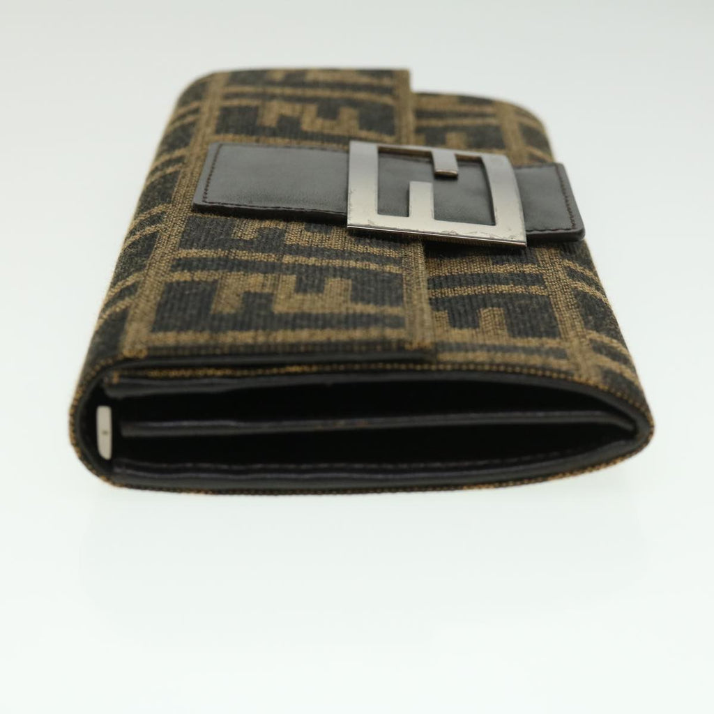 FENDI Zucca Canvas Long Wallet Brown Black 32462
