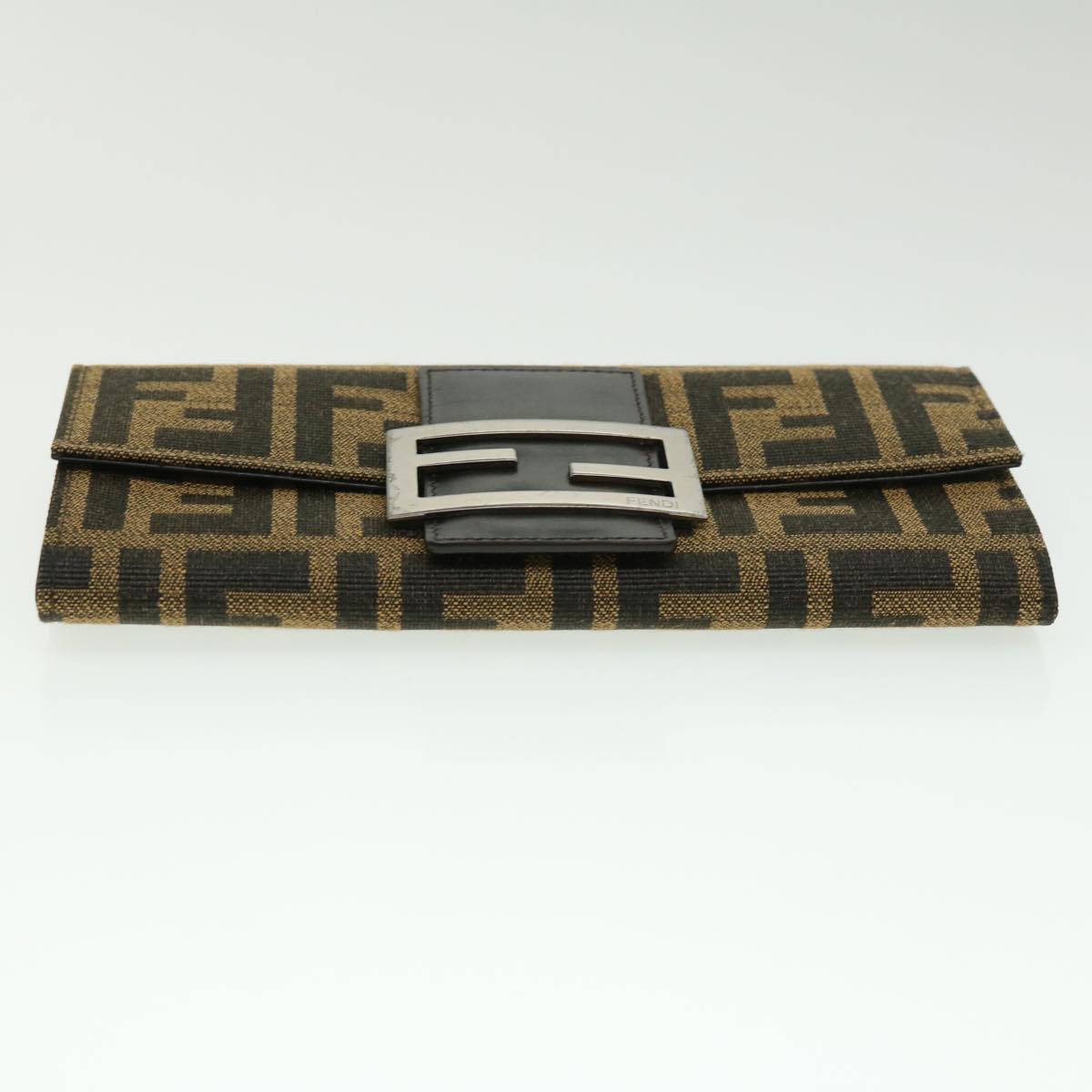 FENDI Zucca Canvas Long Wallet Brown Black 32462