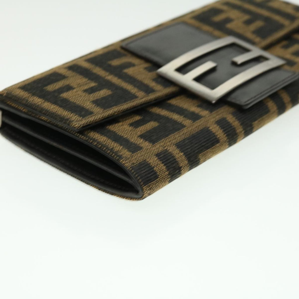 FENDI Zucca Canvas Long Wallet Brown Black 32462