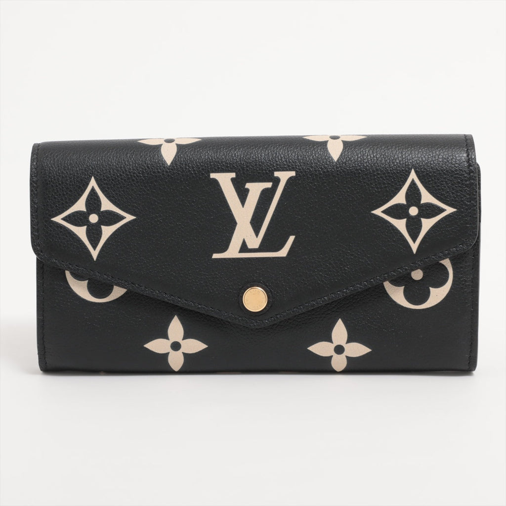 Louis Vuitton Bi-Color Monogram Implant Portefolio Sarah M80496 Noneir Long   Wallet
