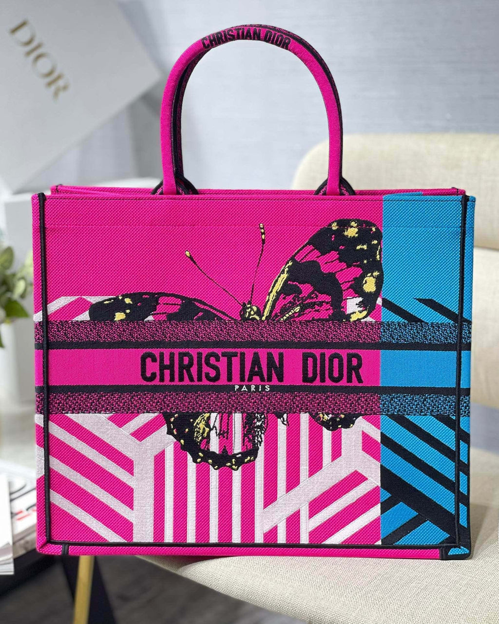GLAMI Large Book Tote Pink And Blue, For Women, WomenÃ¢â‚¬â„¢s Handbags 16.5in/42cm CD